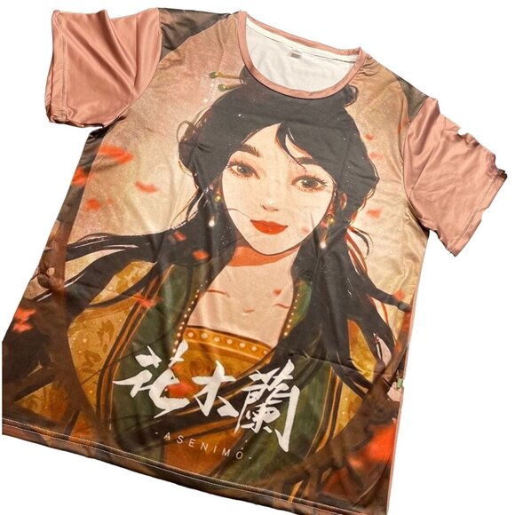 None Tops - Mulan Princess Blouse Warrior Knit Tee Shirt Warrior Women Dri Fit Short Sleeve